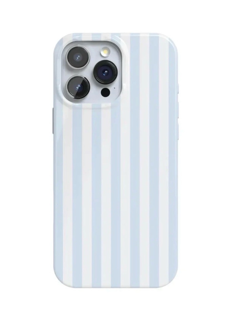 Striped Light Blue & White Protective Phone Case Iphone 16 pro